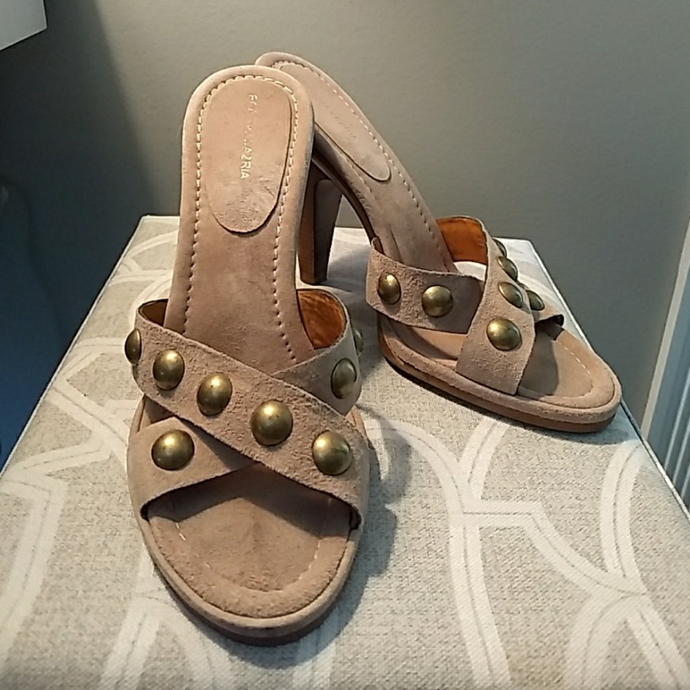 BCBGMaxazria suede heels with embellishments